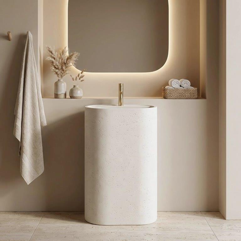 Ανεξάρτητος Επιδαπέδιος Νιπτήρας Rea Salento Artificial Stone - 60 x 38 x 85 cm