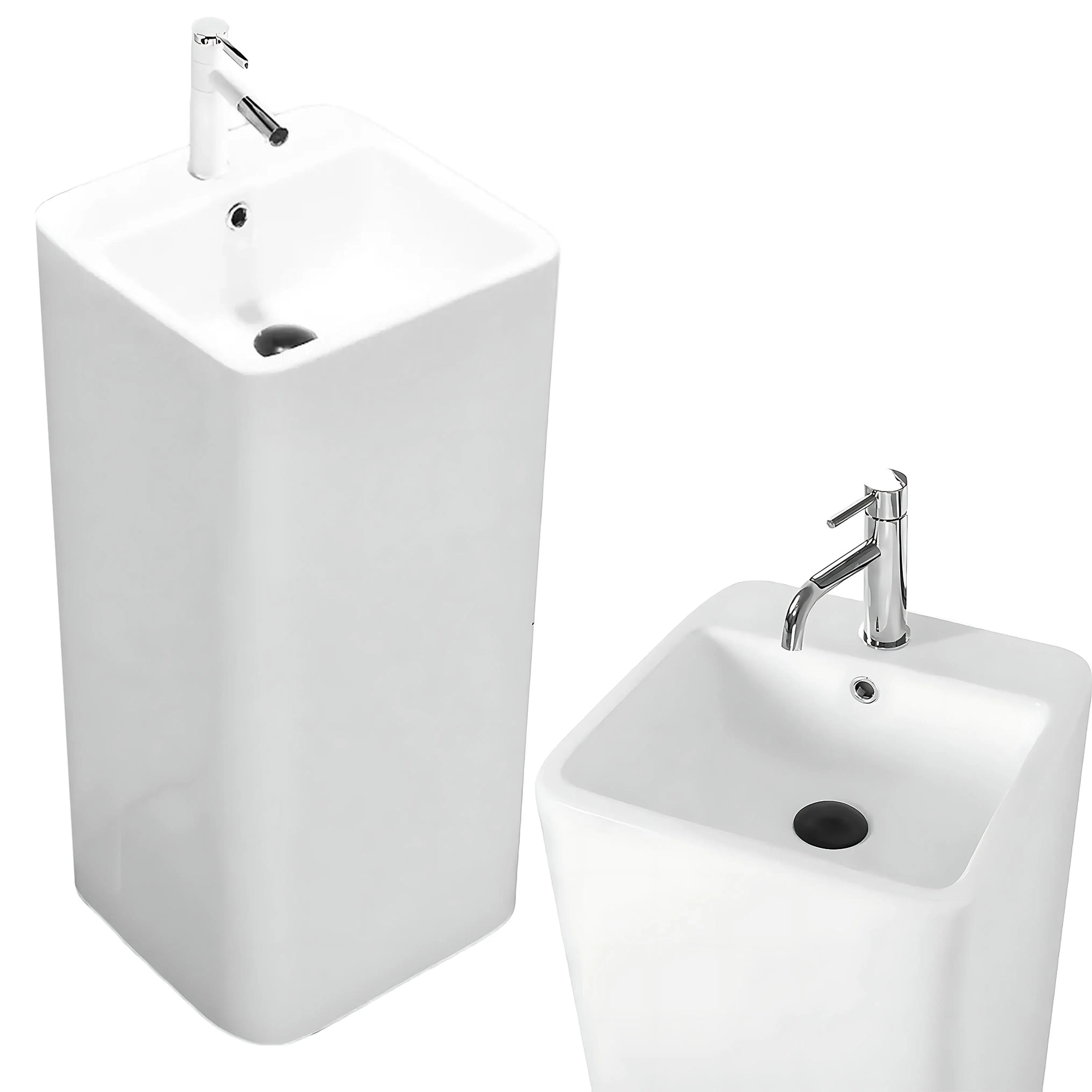 Ανεξάρτητος Επιδαπέδιος Κεραμικός Νιπτήρας Calani Frida B - 40 x 40 x 81 cm