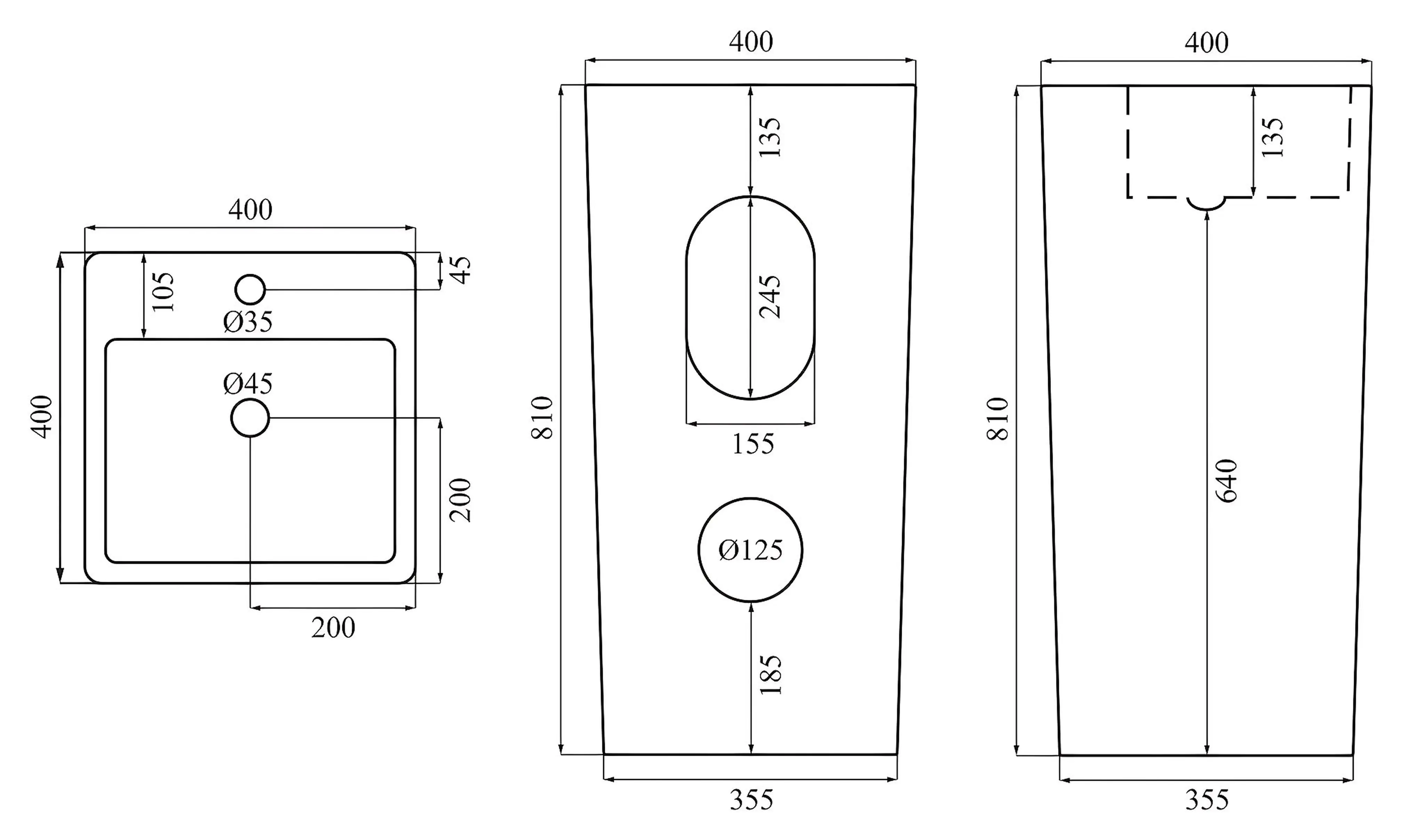 Ανεξάρτητος Επιδαπέδιος Κεραμικός Νιπτήρας Calani Frida B - 40 x 40 x 81 cm