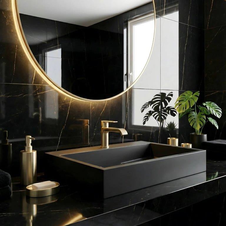 Νιπτήρας Επικαθήμενος Rea Goya Black Matte - 70 x 37 cm