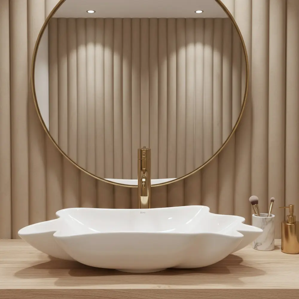 Νιπτήρας Επικαθήμενος Rea Infinity White Gloss + Βαλβίδα Pop-Up - 62 x 35 cm