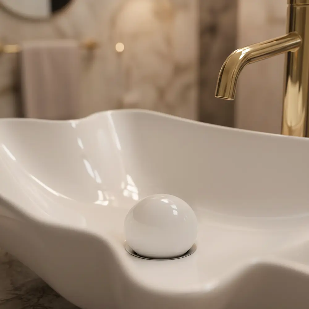 Νιπτήρας Επικαθήμενος Rea Infinity White Gloss + Βαλβίδα Pop-Up - 62 x 35 cm