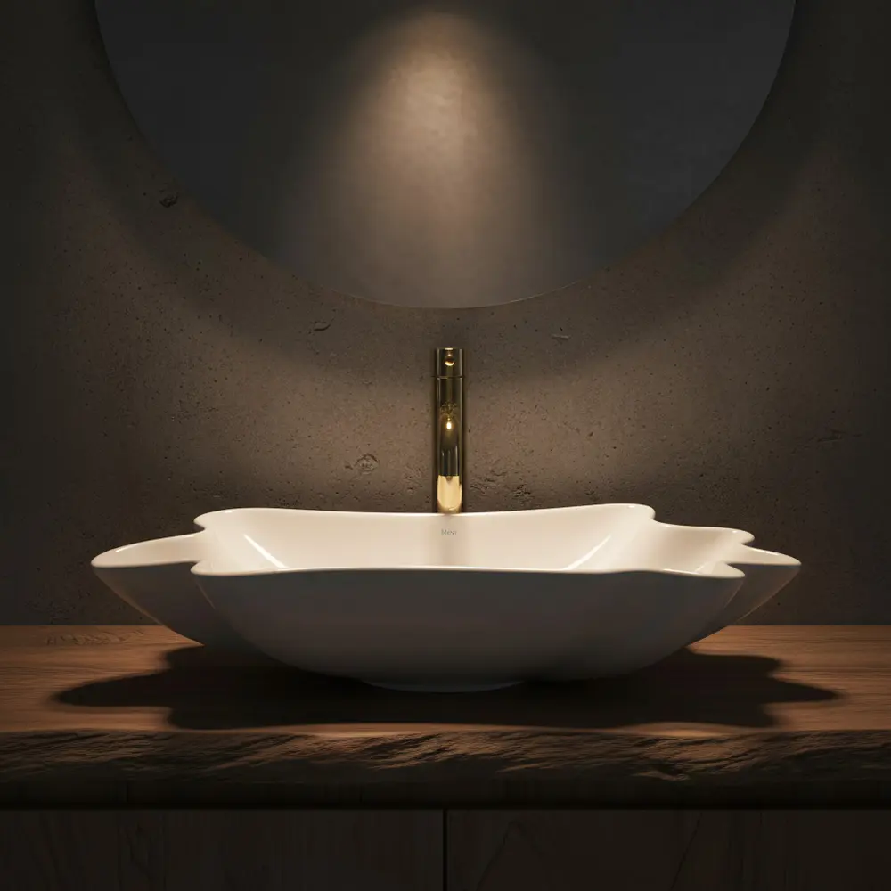 Νιπτήρας Επικαθήμενος Rea Infinity White Gloss + Βαλβίδα Pop-Up - 62 x 35 cm