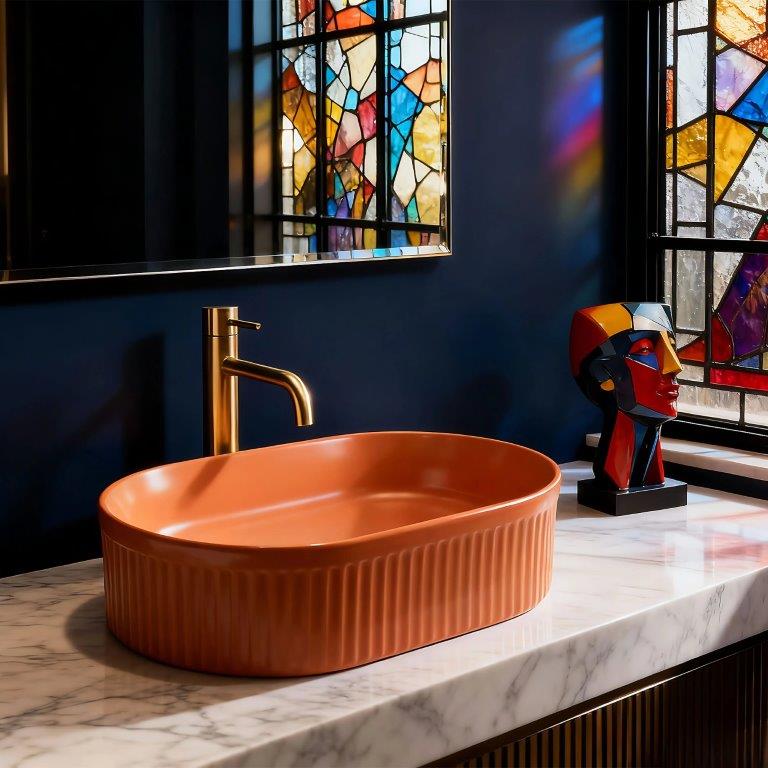 Νιπτήρας Επικαθήμενος Rea Vanda Cinnamon Matt - 50 x 31 cm