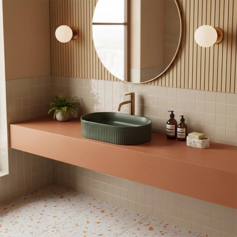 Νιπτήρας Επικαθήμενος Rea Vanda Olive Matt - 50 x 31 cm