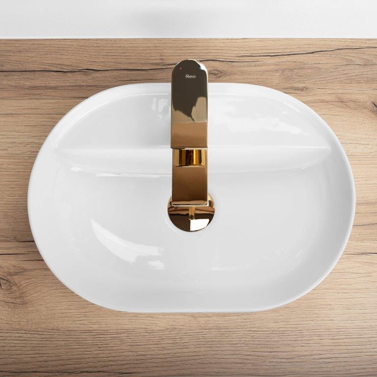 Νιπτήρας Πάγκου Rea Aura 42 White Gloss - 42 x 42 cm