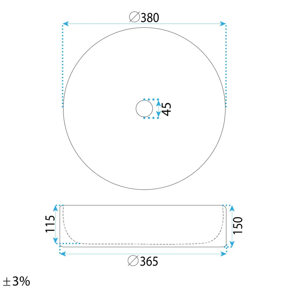 Επιτραπέζιος Κεραμικός Νιπτήρας Rea Duo White Gloss - 38 x 38 cm