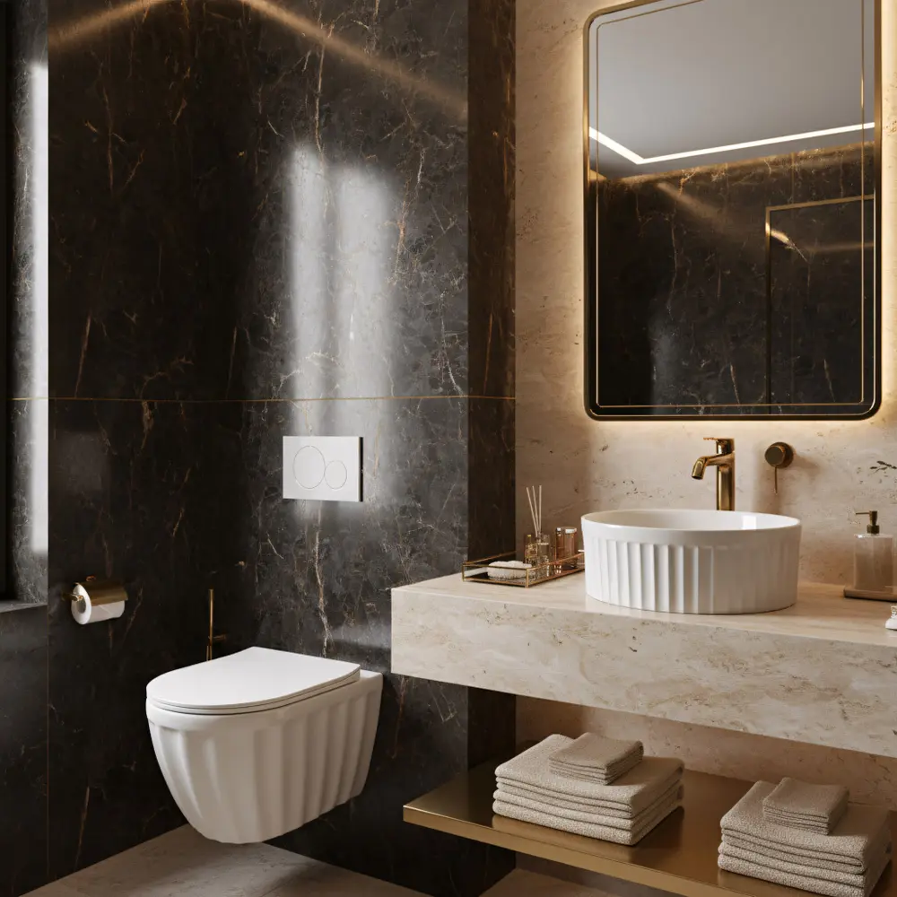 Επιτραπέζιος Κεραμικός Νιπτήρας Rea Duo White Gloss - 38 x 38 cm