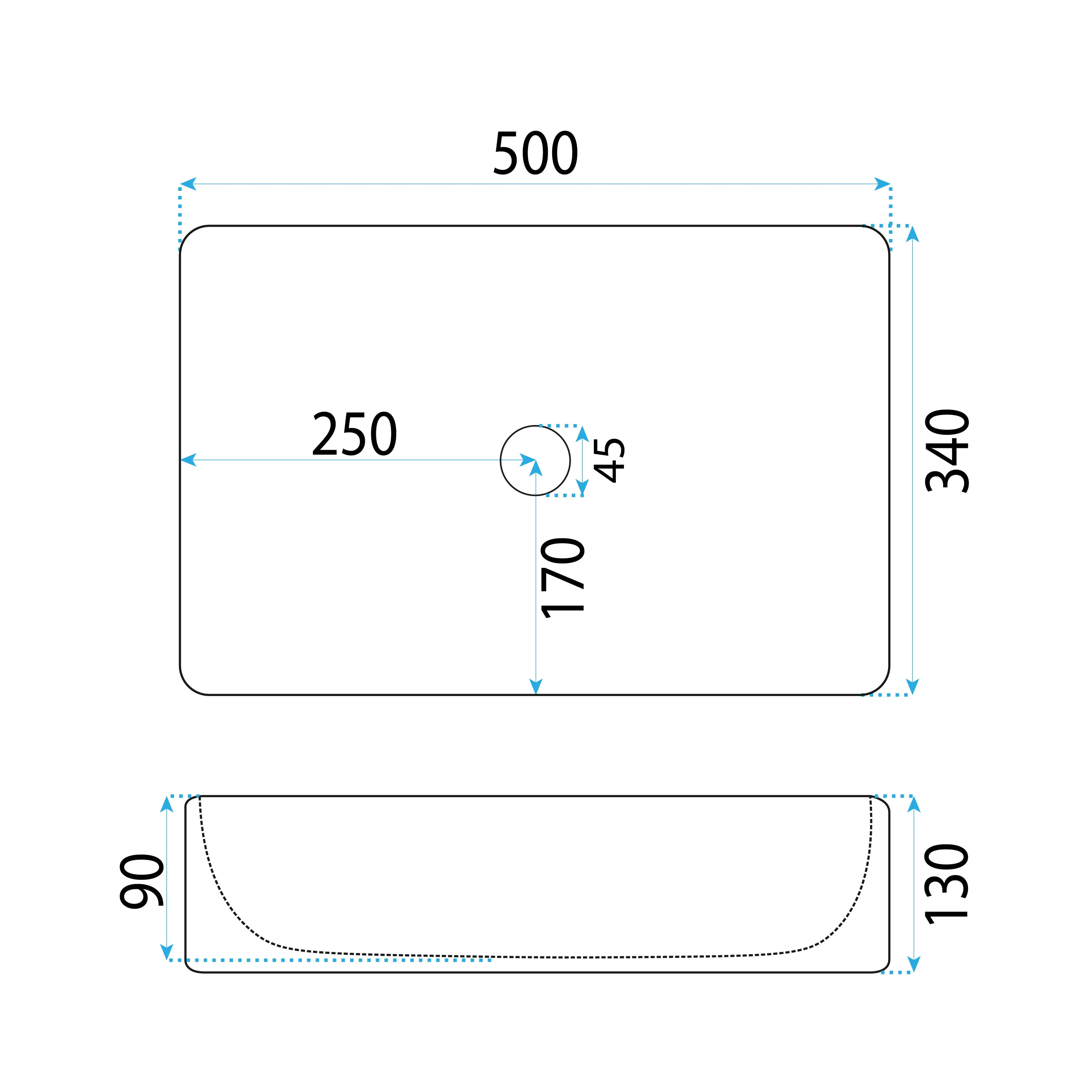 Νιπτήρας Πάγκου Rea Fiorella White Gloss - 50 x 34 cm