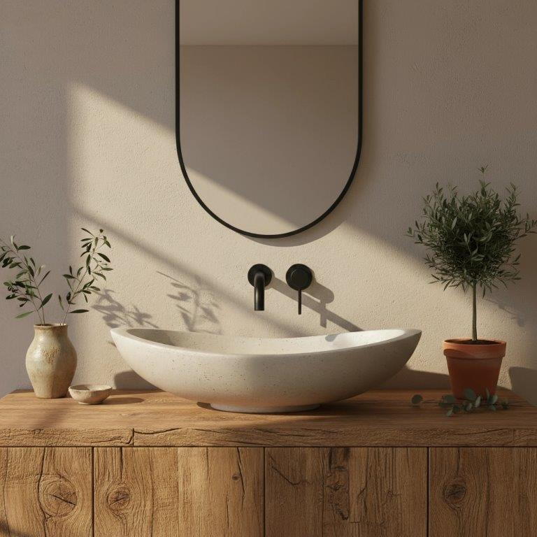 Νιπτήρας Πάγκου Rea Leona Artificial Stone Beige - 46.5 x 37 cm