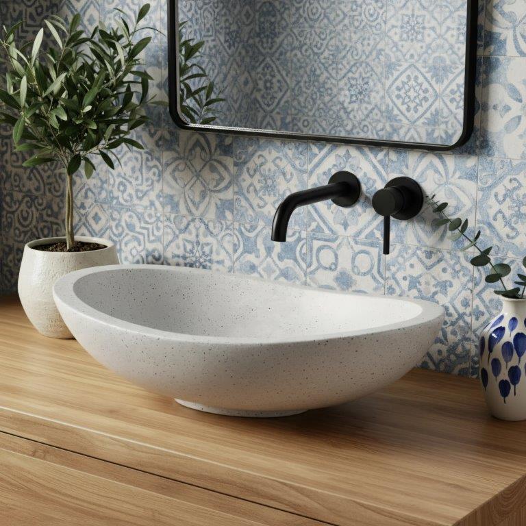 Νιπτήρας Πάγκου Rea Leona Artificial Stone Beige - 46.5 x 37 cm