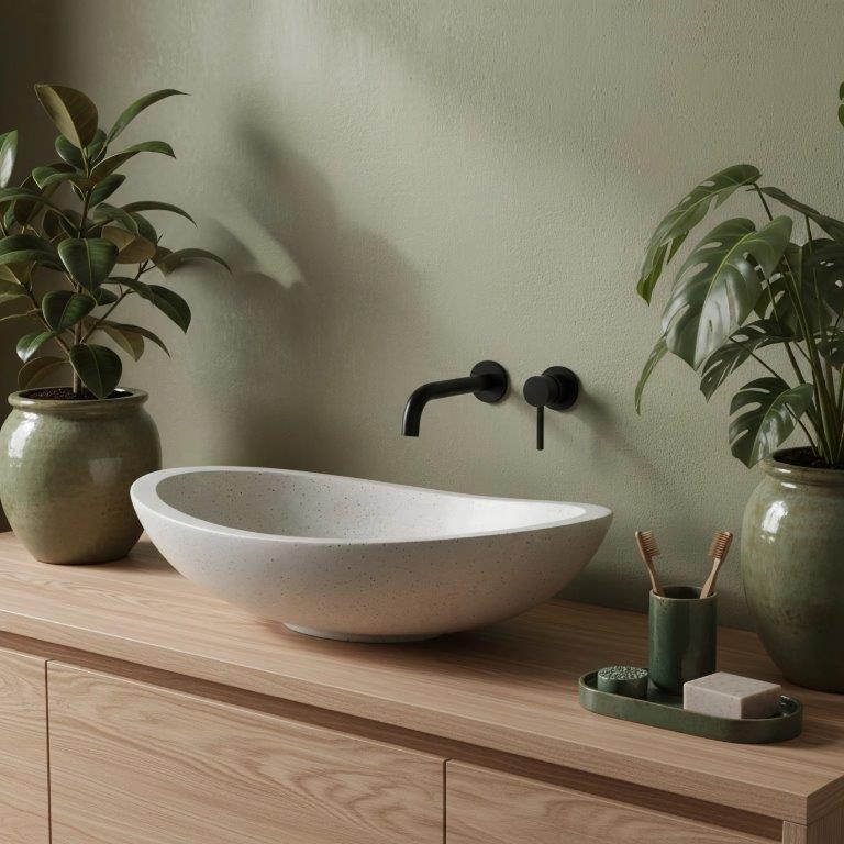 Νιπτήρας Πάγκου Rea Leona Artificial Stone Beige - 46.5 x 37 cm