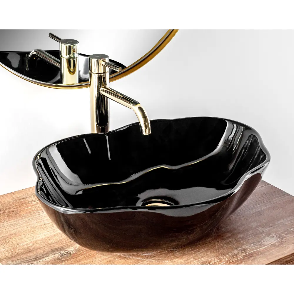 Νιπτήρας Επικαθήμενος Rea Pearl Black - 51.5 x 37.5 cm