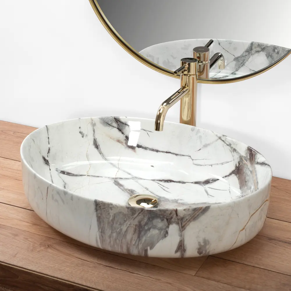 Νιπτήρας Επικαθήμενος Rea Queen Thunder Shiny - 55 x 41.5 cm