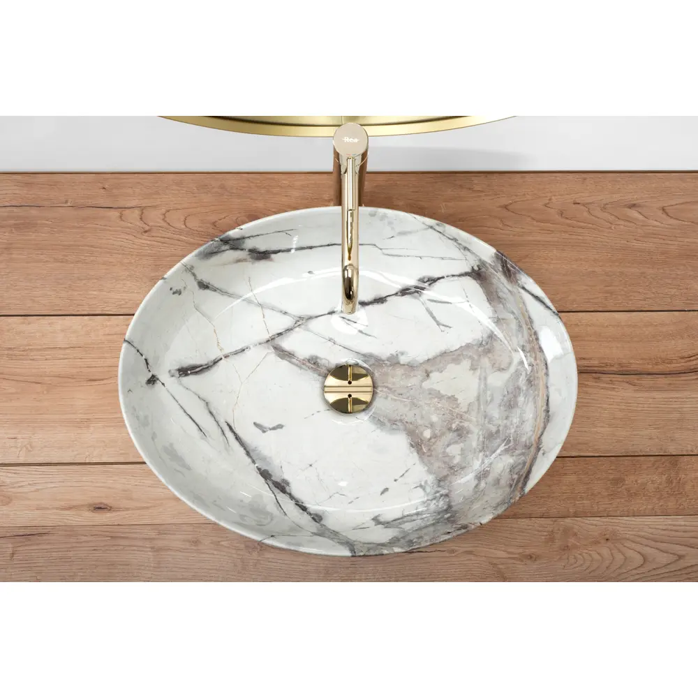 Νιπτήρας Επικαθήμενος Rea Queen Thunder Shiny - 55 x 41.5 cm