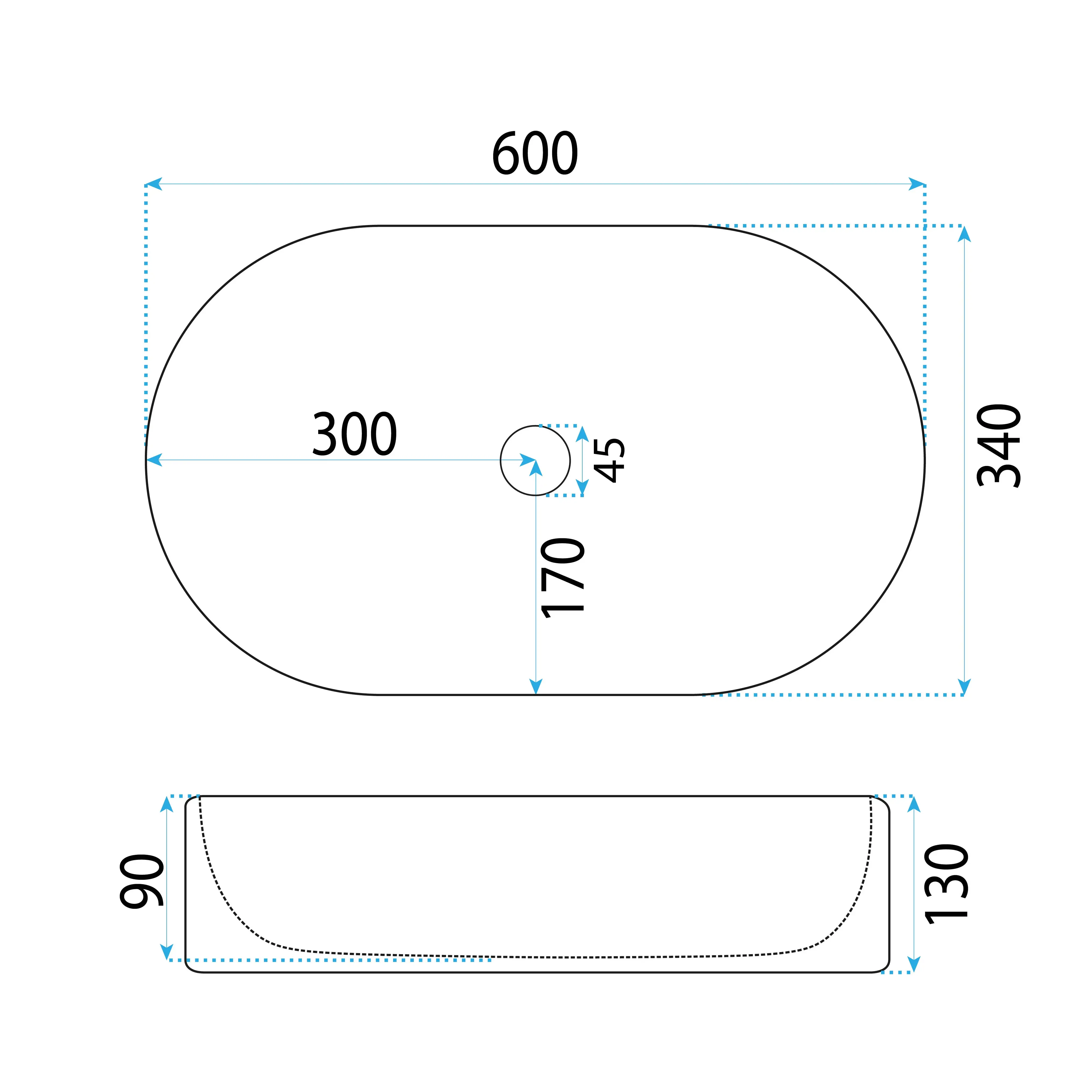 Επιτραπέζιος Νιπτήρας Rea Vanda 61 White Gloss - 60 x 34 cm