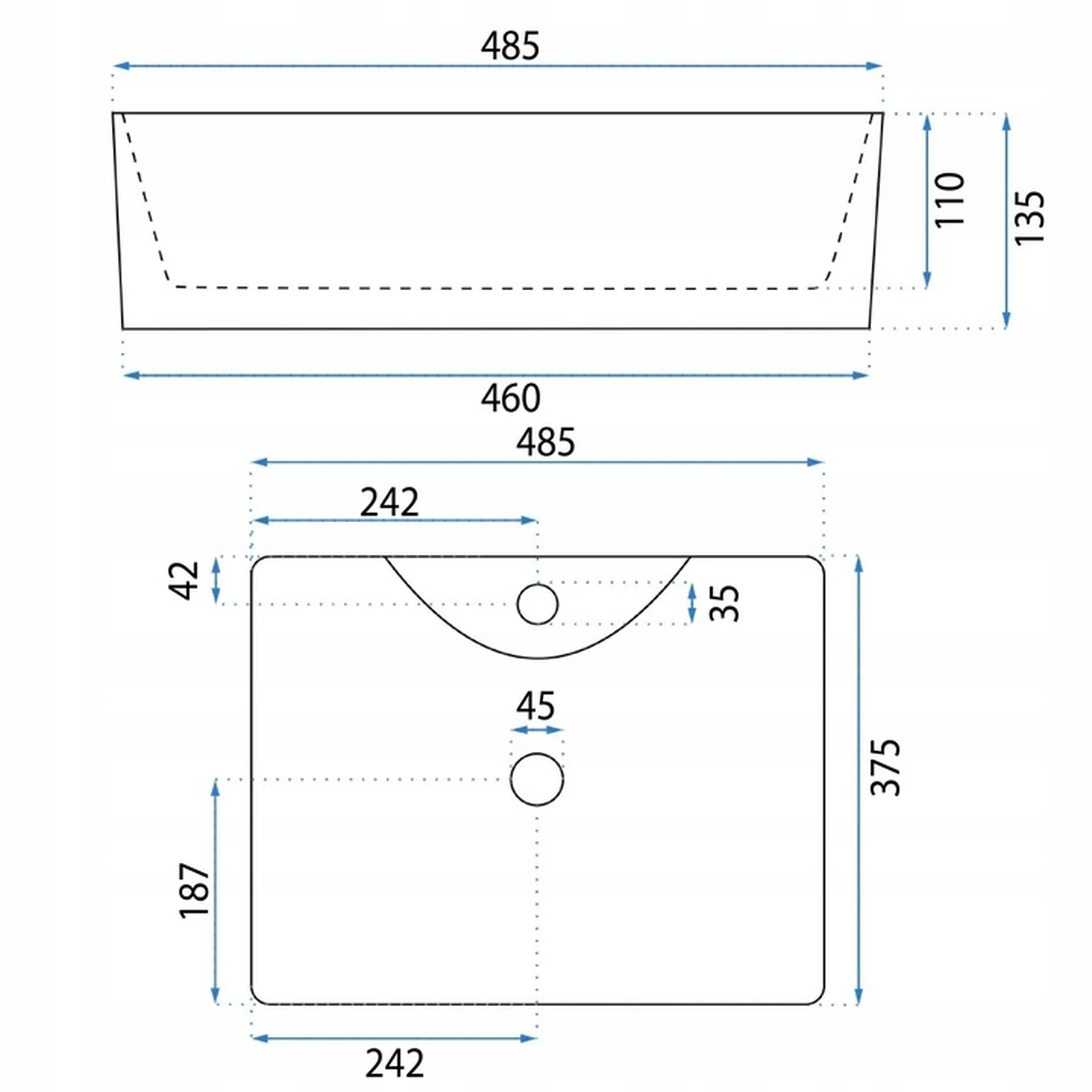 Νιπτήρας Πορσελάνης Basaro Cere 48.5 x 37.5 x 13.5 εκ. Γυαλιστερός