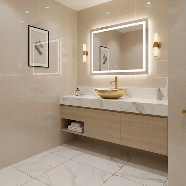 Νιπτήρας Πορσελάνης Basaro Sofia Gold/Λευκός 41.5 x 35.5 x 13.5 εκ.