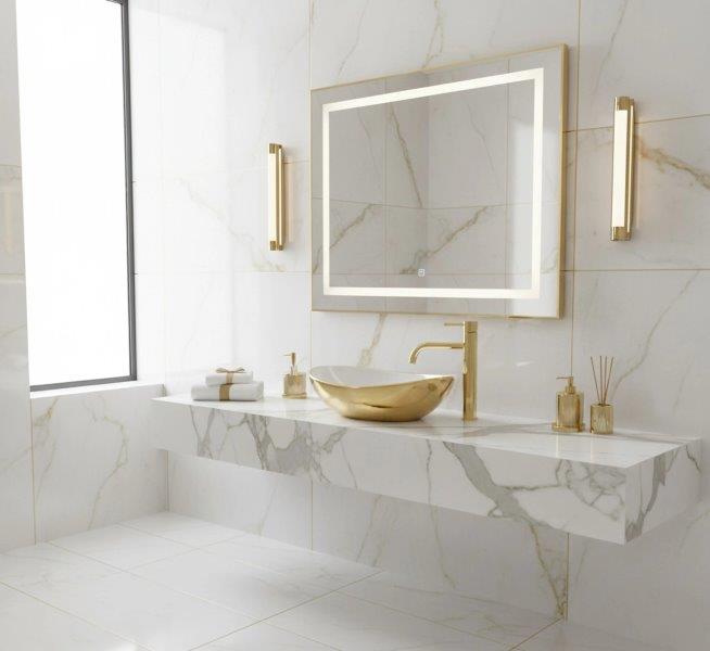 Νιπτήρας Πορσελάνης Basaro Sofia Gold/Λευκός 41.5 x 35.5 x 13.5 εκ.