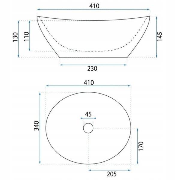 Νιπτήρας Πορσελάνης Basaro Sofia Gold/Λευκός 41.5 x 35.5 x 13.5 εκ.