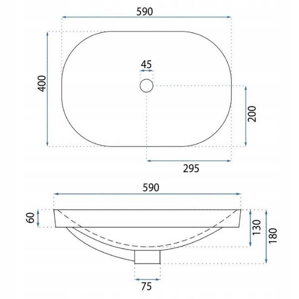 Νιπτήρας Πορσελάνης Basaro Terra 59 x 40 x 18 εκ. Γυαλιστερός