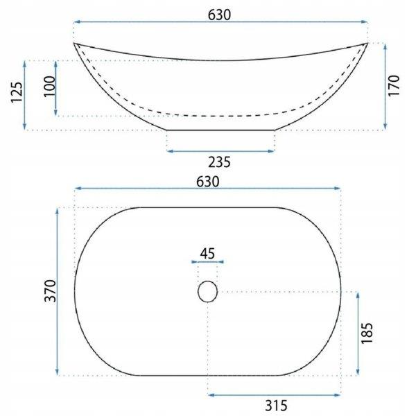 Νιπτήρας Πορσελάνης Basaro Westa 63 x 37 x 17 εκ. Γυαλιστερός
