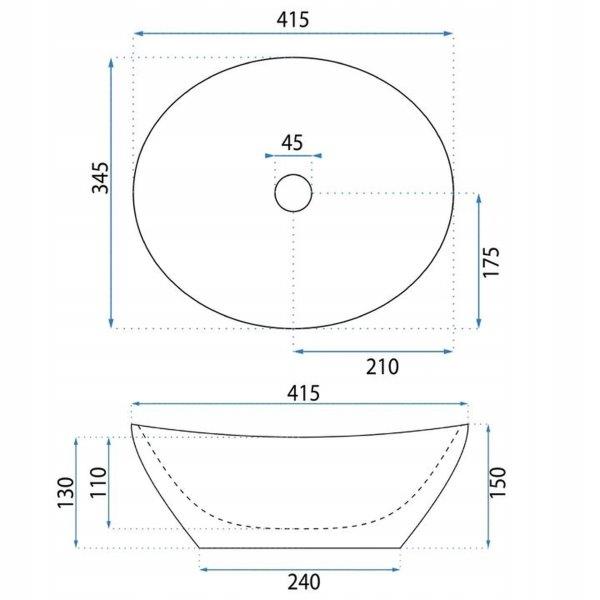 Νιπτήρας Πορσελάνης Επικαθήμενος BASARO ATENA – 41.5 x 34.5 x 15 cm
