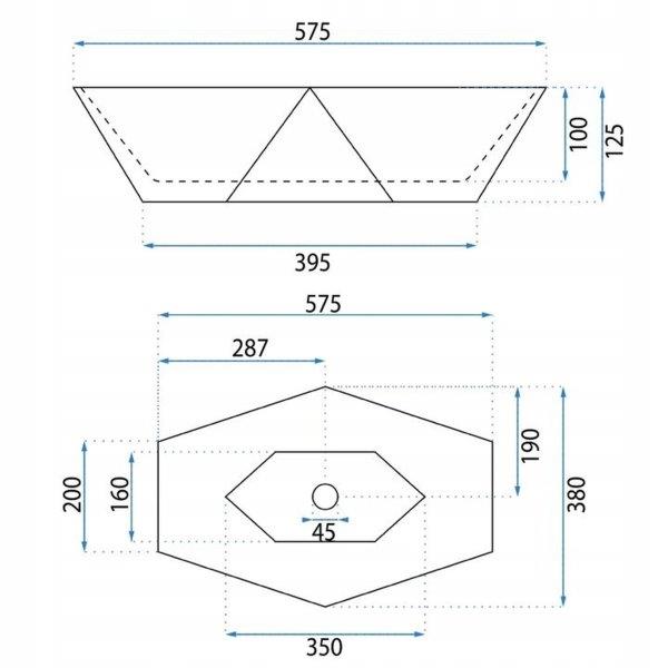 Νιπτήρας Πορσελάνης Επικαθήμενος BASARO EURUS – 57.5 x 28 x 12.5 cm