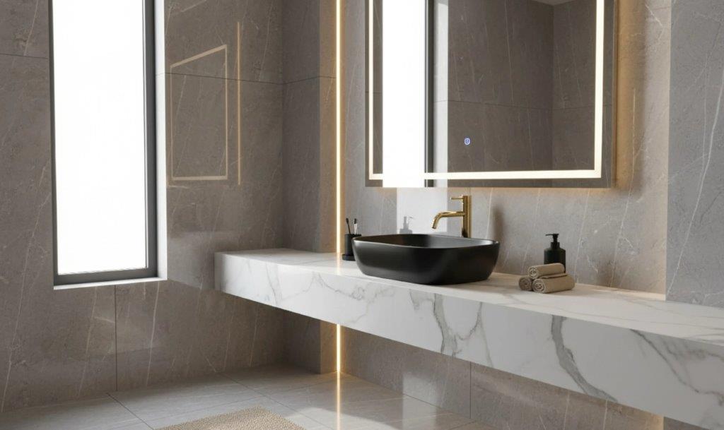 Νιπτήρας Πορσελάνης Επικαθήμενος BASARO HESTIA Black Matt – 46.5 x 33.5 x 13.5 cm