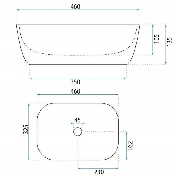 Νιπτήρας Πορσελάνης Επικαθήμενος BASARO HESTIA Black Matt – 46.5 x 33.5 x 13.5 cm