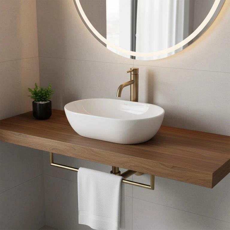 Νιπτήρας Πορσελάνης Rea Amelia 45 x 30.5 x 12.5 εκ. Λευκό Γυαλιστερό