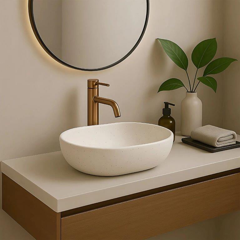 Νιπτήρας Πορσελάνης Rea Amelia Sandy 48 x 34.5 x 13.5 εκ. Ματ