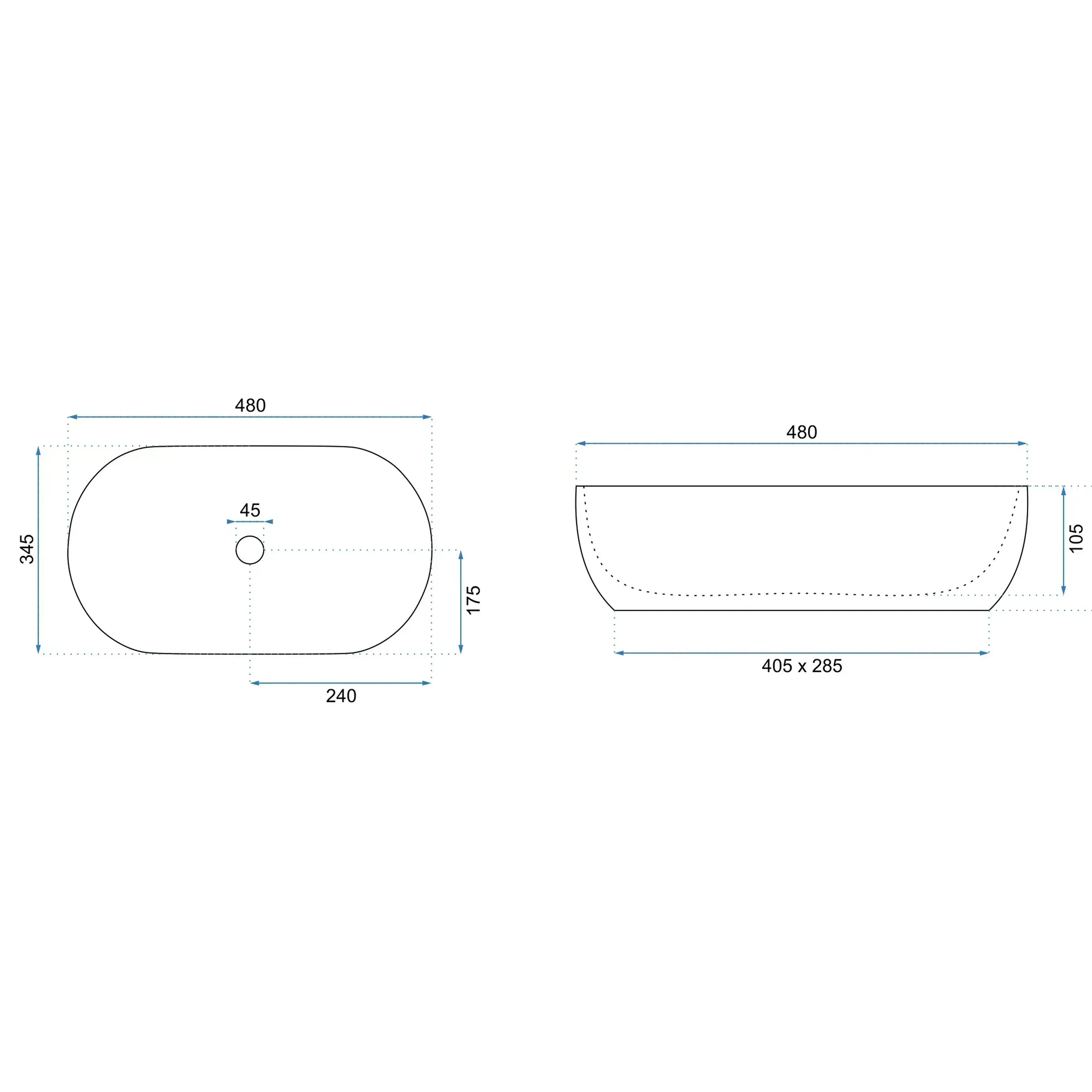 Νιπτήρας Πορσελάνης Rea Amelia Warm 48x34.5x13.5 εκ. Ματ