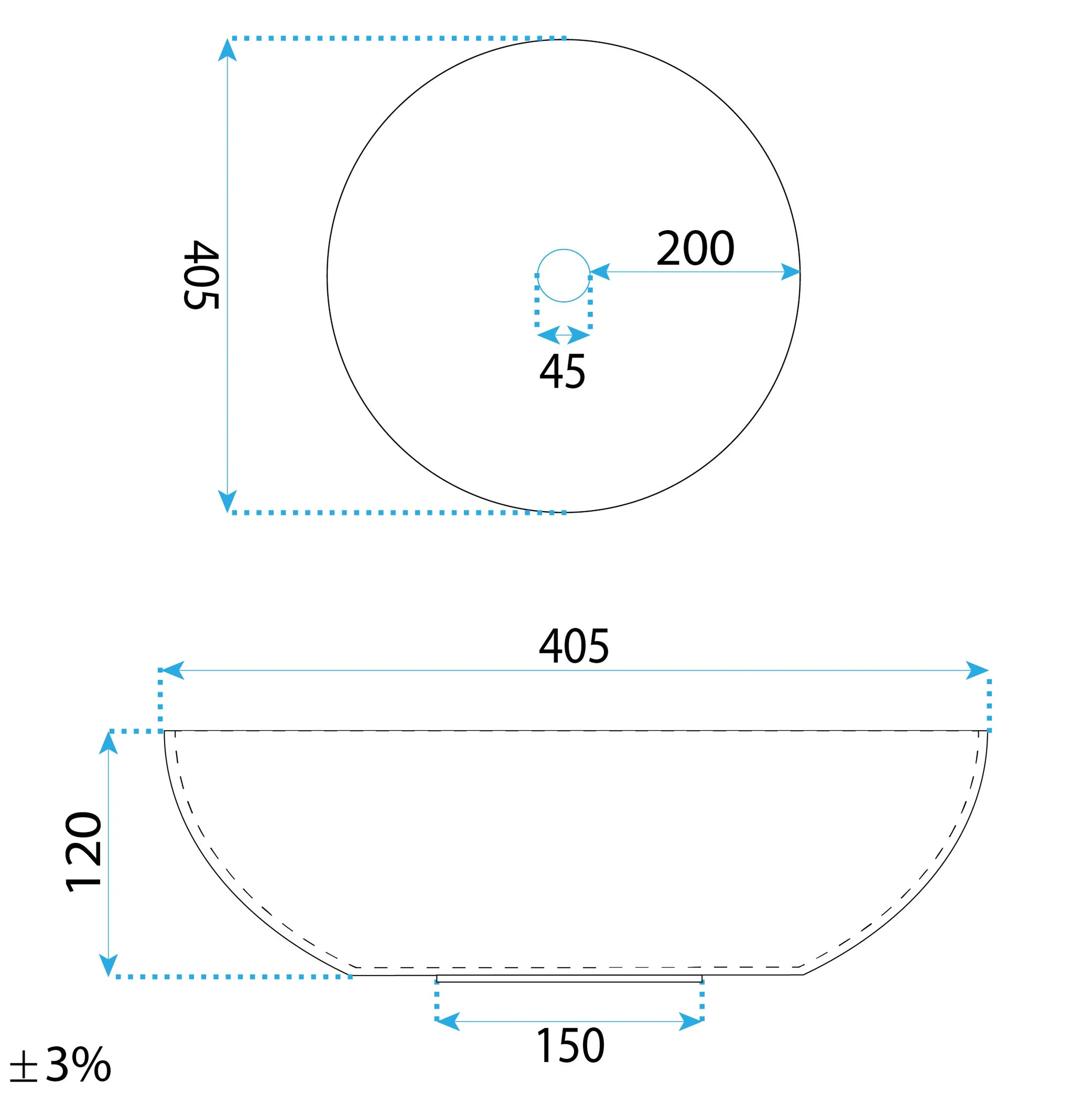 Νιπτήρας Πορσελάνης Rea Anika 40.5 x 40.5 x 12 εκ. Λευκός Γυαλιστερός