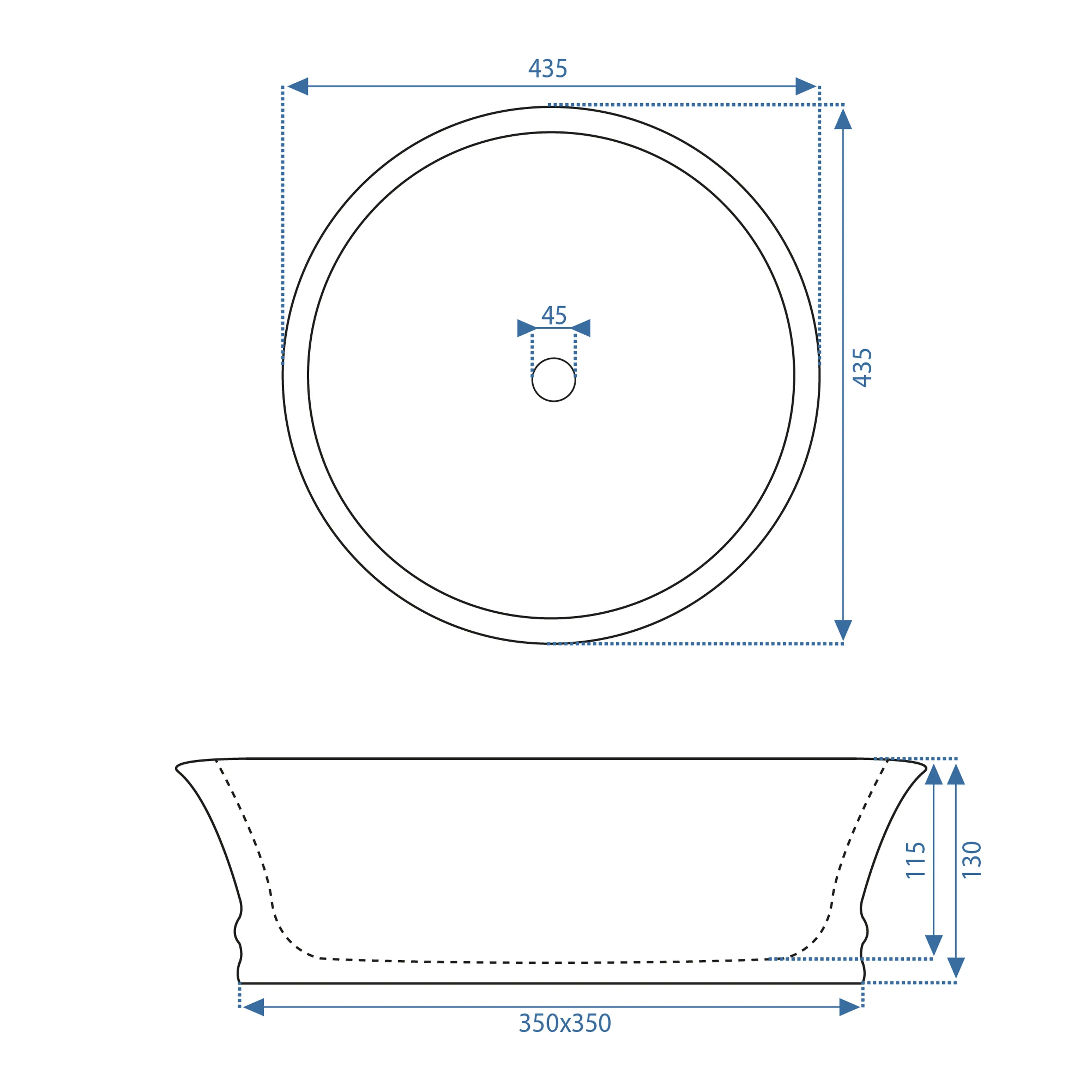Νιπτήρας Πορσελάνης Rea Betty 43.5 x 13 εκ. Copper / Pattern