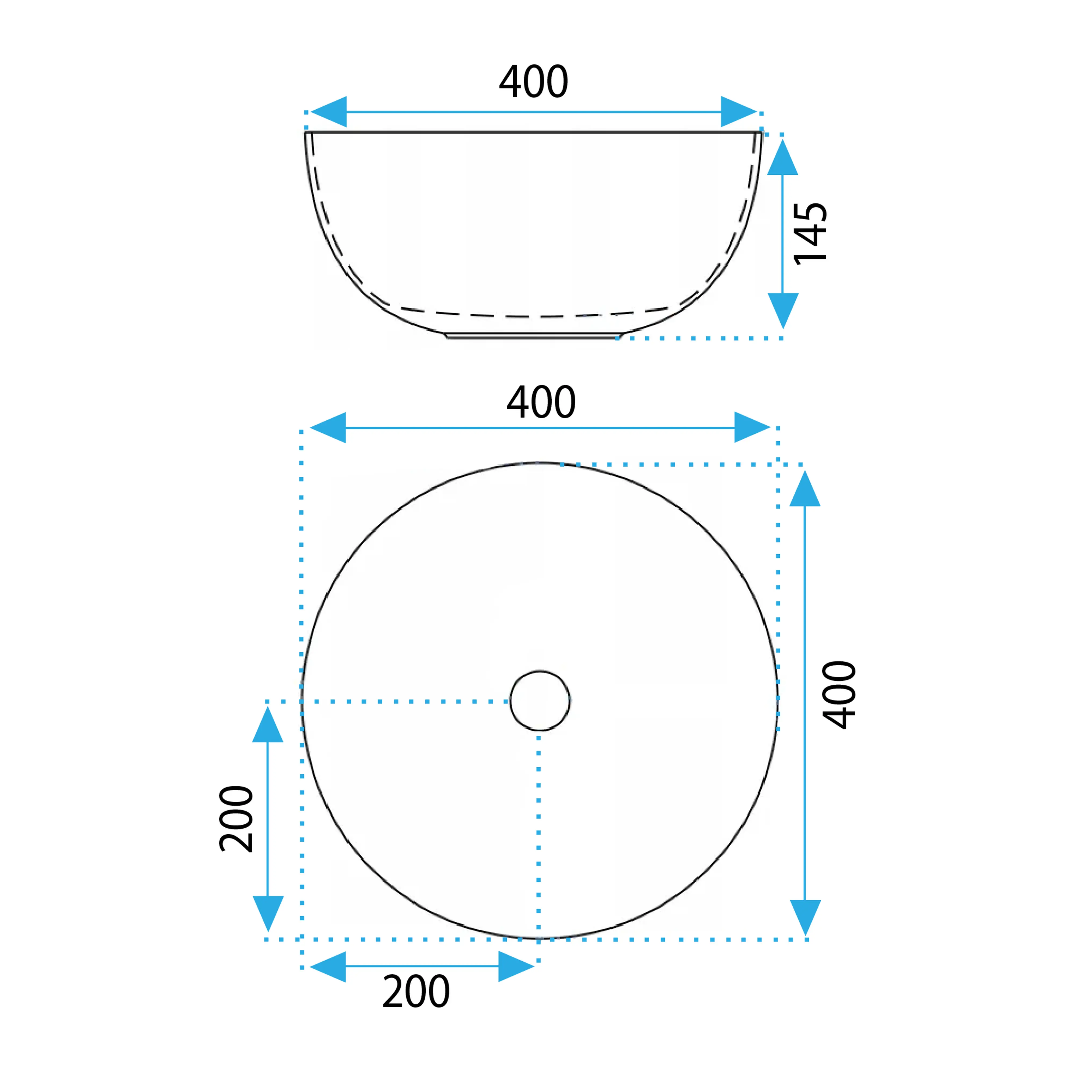 Νιπτήρας Πορσελάνης Rea Erica 40x40x14.5 εκ. Λευκός Επιτραπέζιος