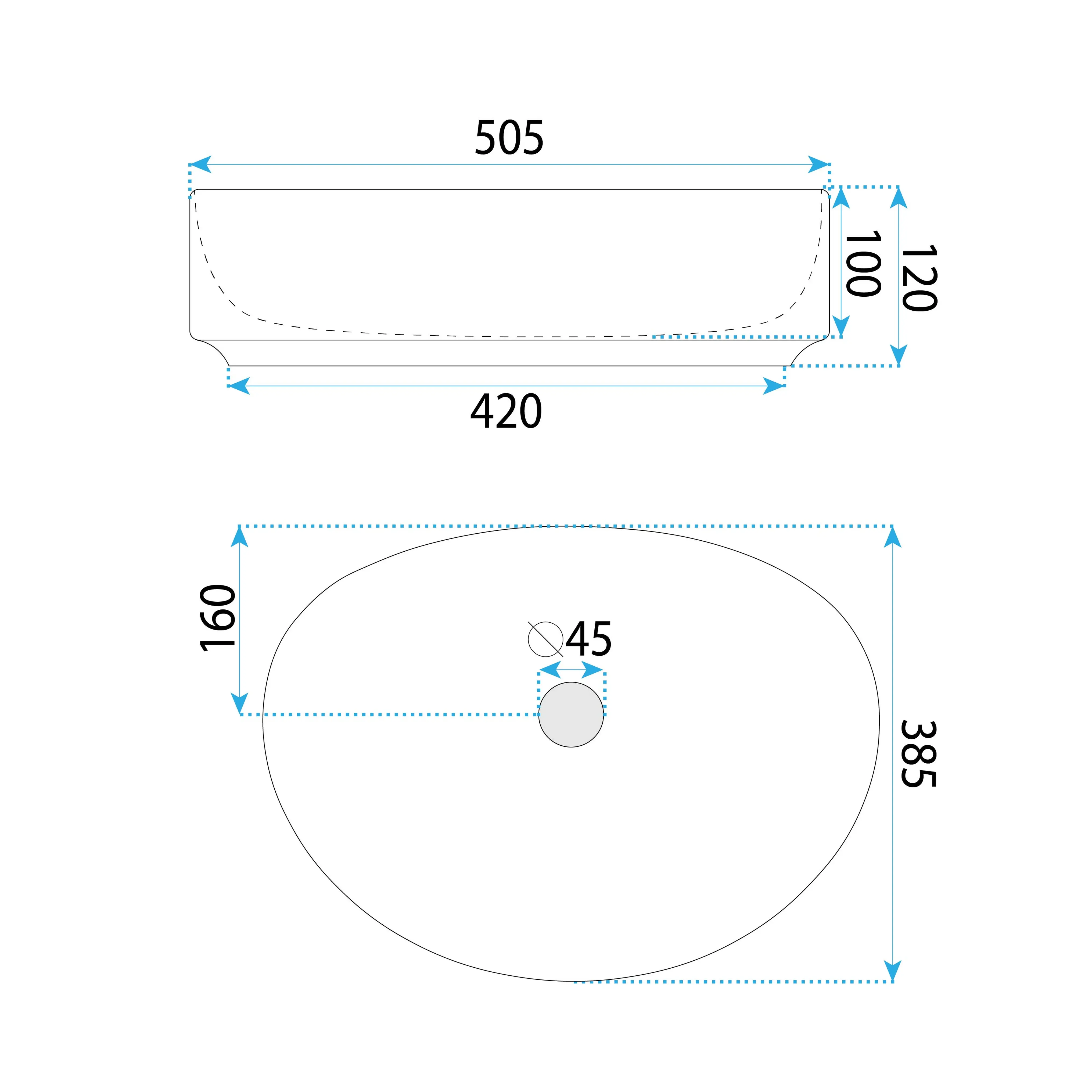 Νιπτήρας Πορσελάνης Rea Joana 50 50 x 38 x 12 εκ. Λευκός Γυαλιστερός