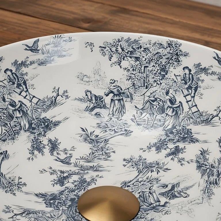 Νιπτήρας Πορσελάνης Rea Juliana 40 x 40 x 11.5 εκ. Λευκό / Μπλε / Σχέδιο