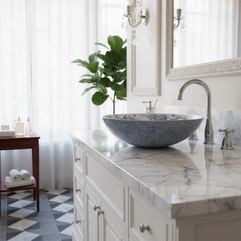 Νιπτήρας Πορσελάνης Rea Juliana 40 x 40 x 11.5 εκ. Λευκό / Μπλε / Σχέδιο