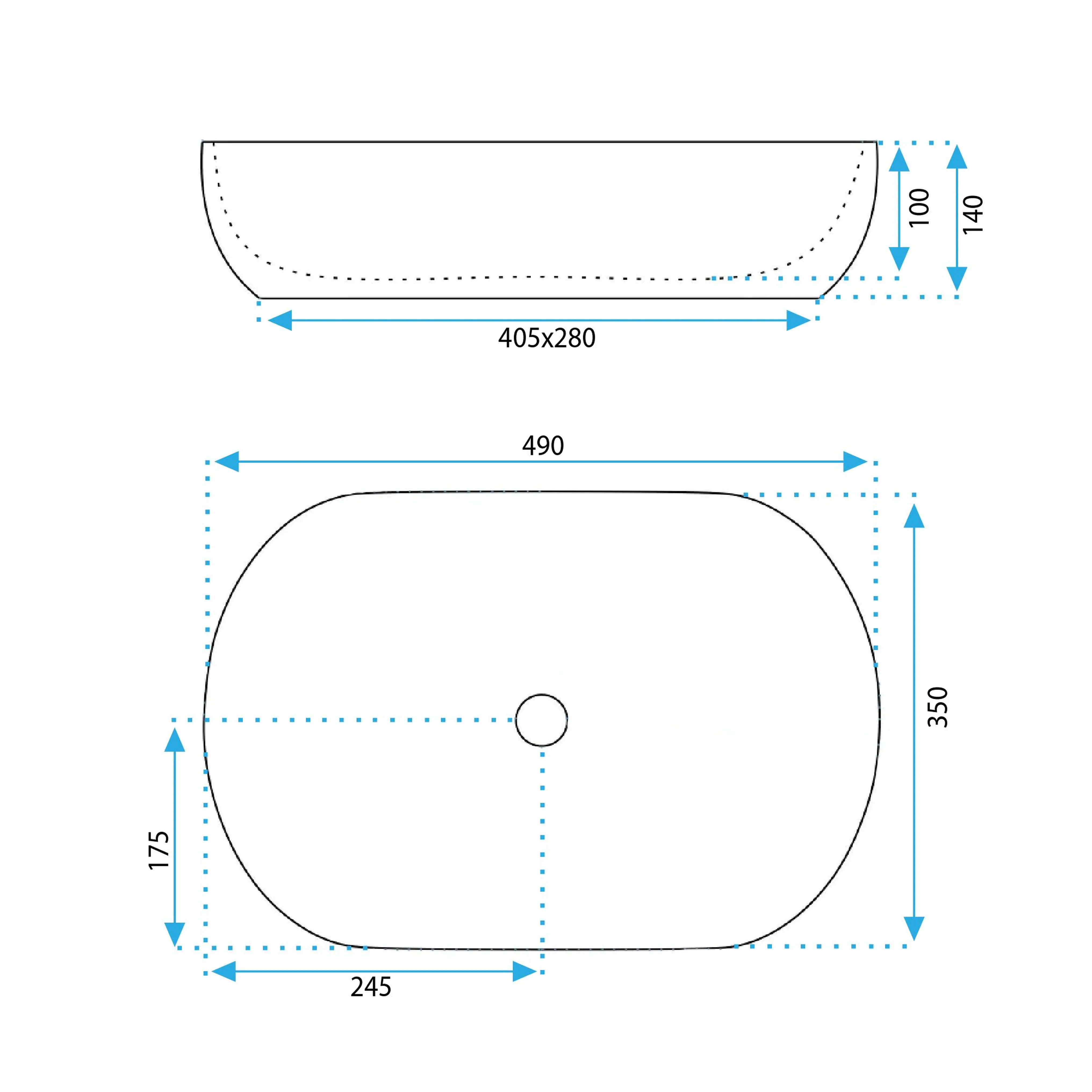 Νιπτήρας Πορσελάνης Rea Lisa L.Blue Shiny 49 x 35 x 14 εκ. Γυαλιστερός