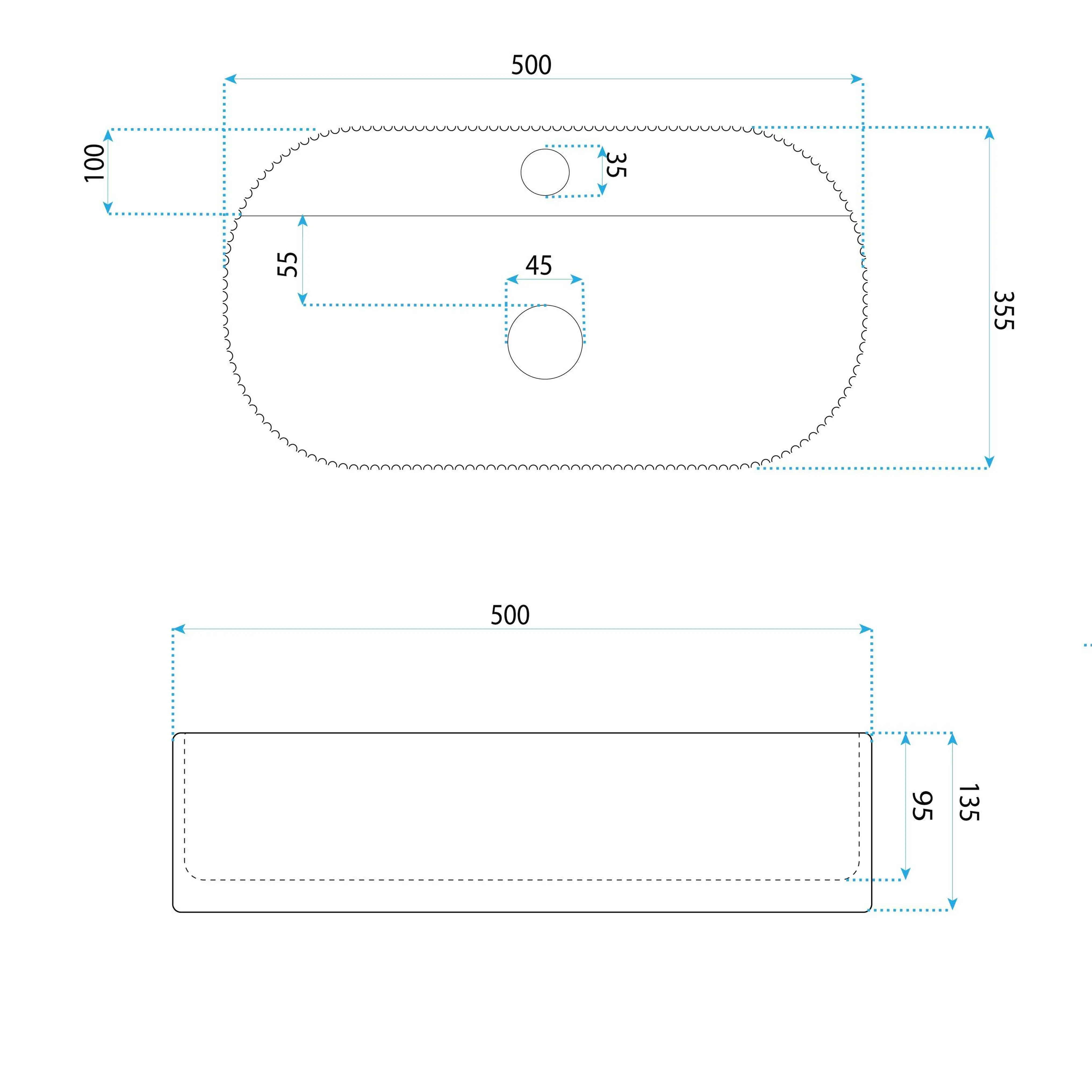 Νιπτήρας Πορσελάνης Rea Marcela 50x39.5x13 εκ. Λευκός Επιτραπέζιος