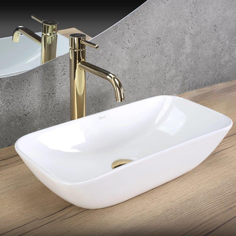 Νιπτήρας Πορσελάνης Rea Maria 52 x 37.5 x 12 εκ. Λευκός Γυαλιστερός