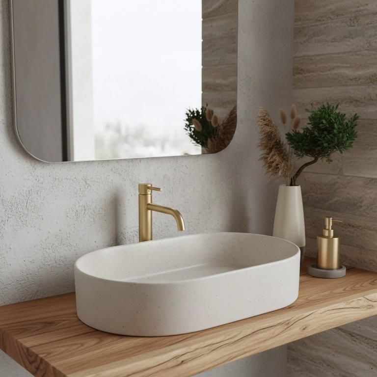 Νιπτήρας Πορσελάνης Rea Nadia 60 Sandy 60x37x12 εκ. Ματ