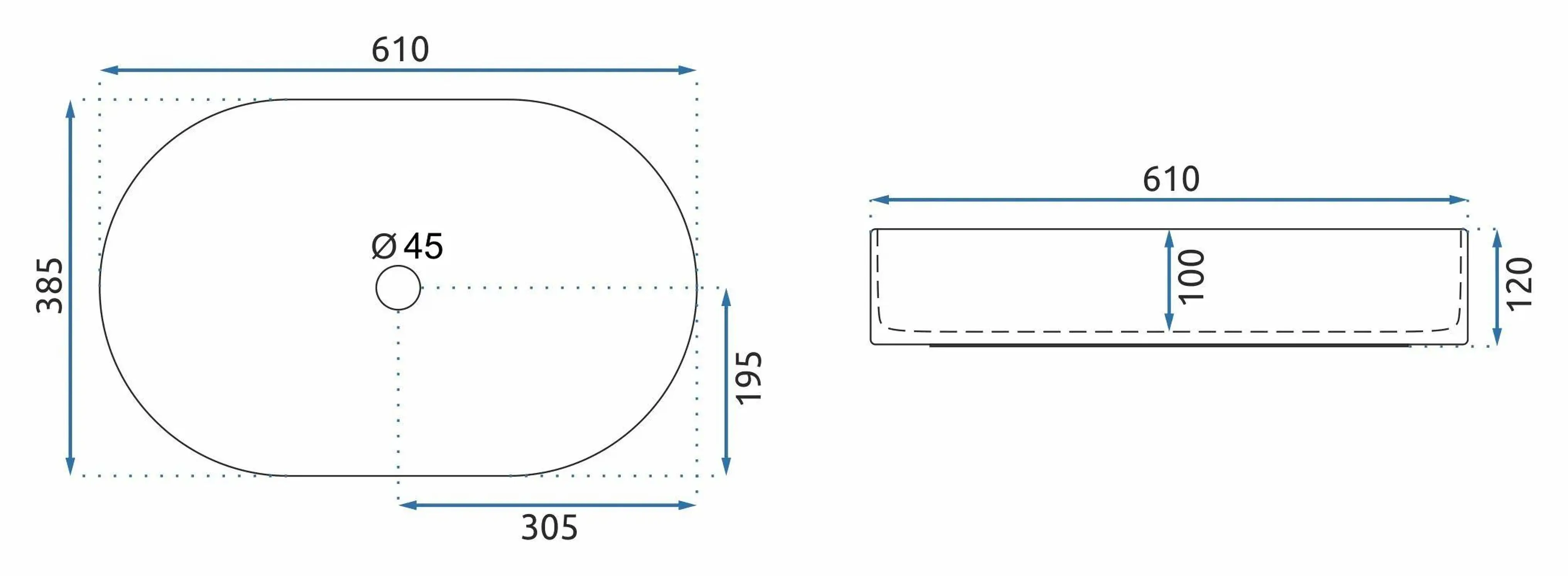 Νιπτήρας Πορσελάνης Rea Nadia 60 Sandy 60x37x12 εκ. Ματ