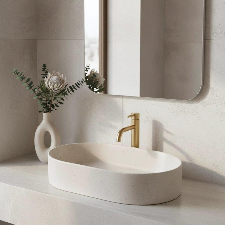 Νιπτήρας Πορσελάνης Rea Nadia 60 Sandy 60x37x12 εκ. Ματ