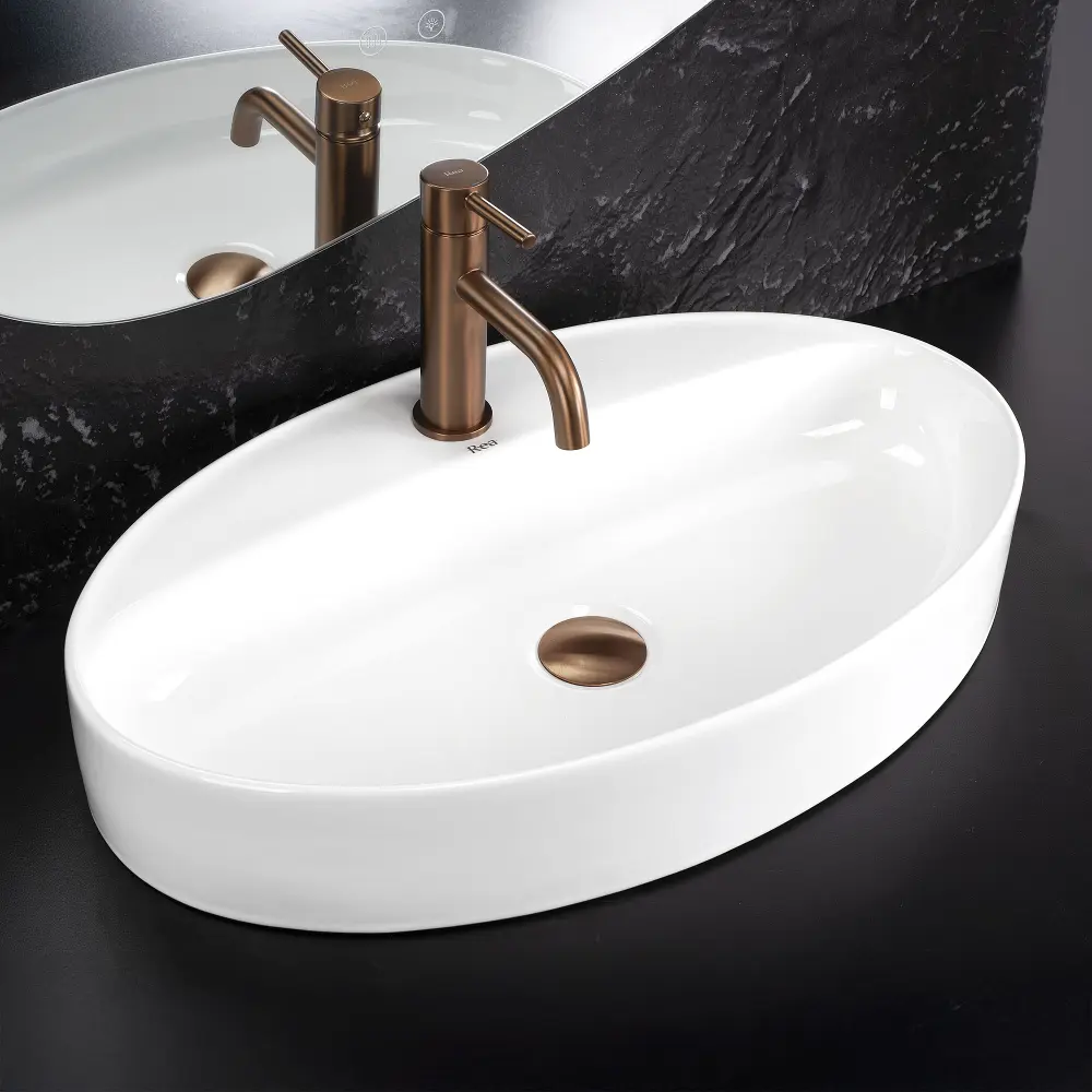 Νιπτήρας Πορσελάνης Rea Nastazja 61 x 38 x 10.5 εκ. Λευκός Γυαλιστερός