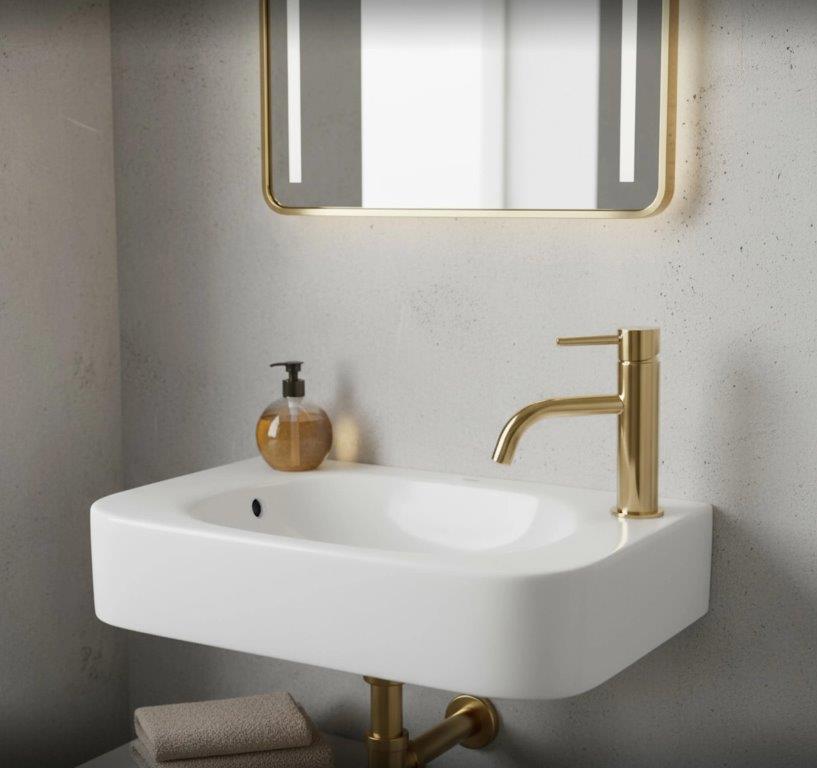 Νιπτήρας Πορσελάνης Rea Odetta 51 x 25 x 12 εκ. Λευκό Γυαλιστερό