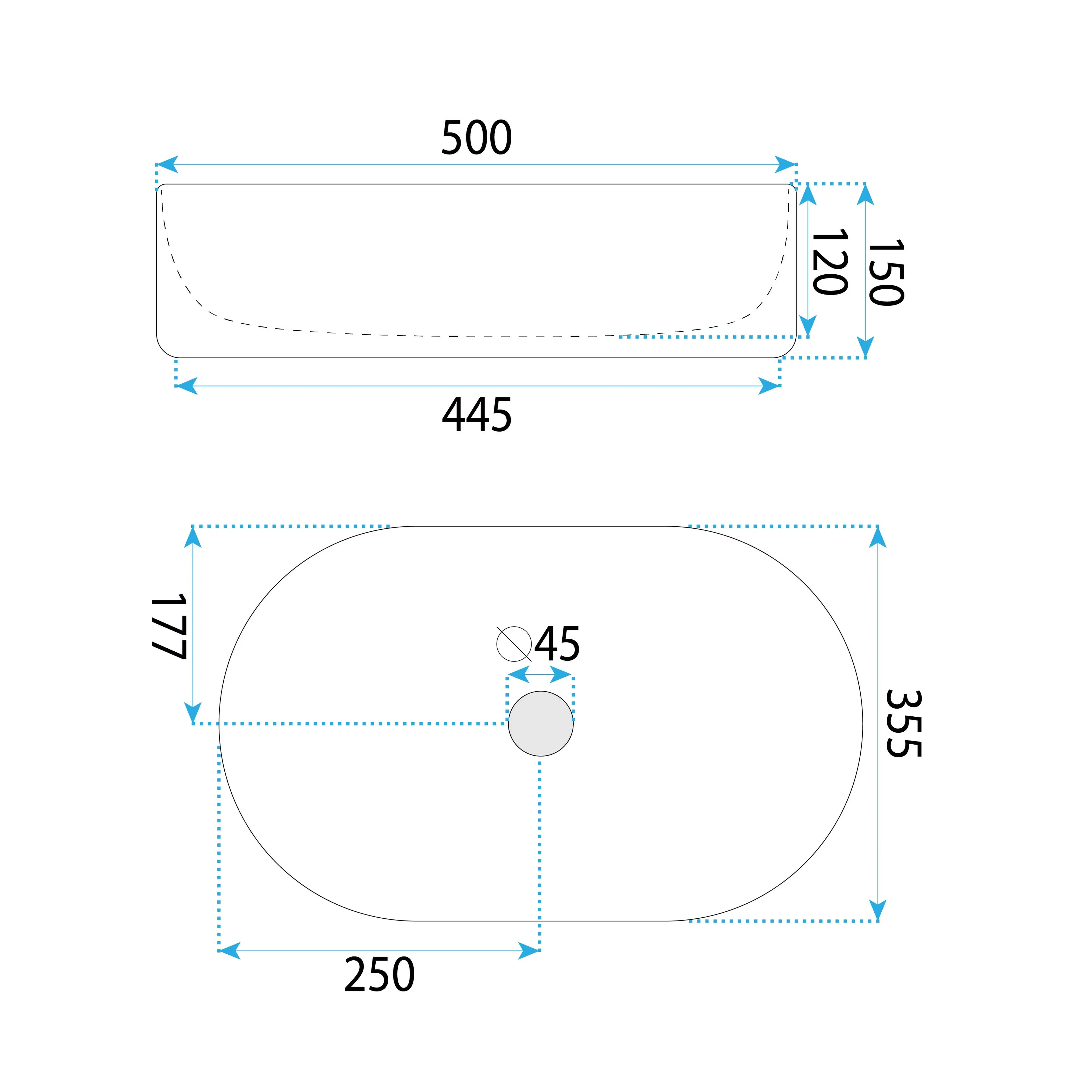 Νιπτήρας Πορσελάνης Rea Oktawia 49 x 35.5 x 15 εκ. Λευκός Γυαλιστερός