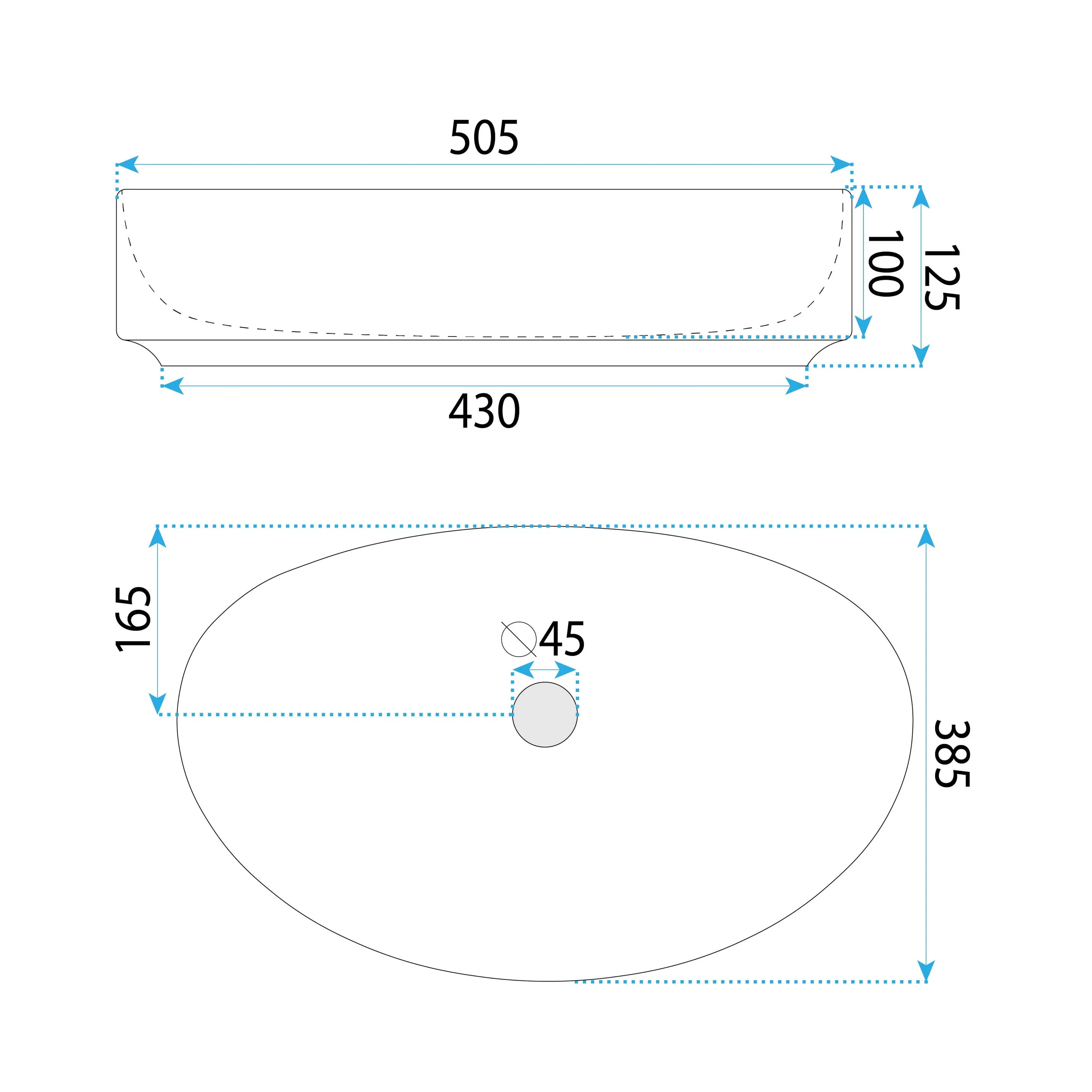 Νιπτήρας Πορσελάνης Rea Sabina 50 x 38.5 x 12 εκ. Λευκός Γυαλιστερός