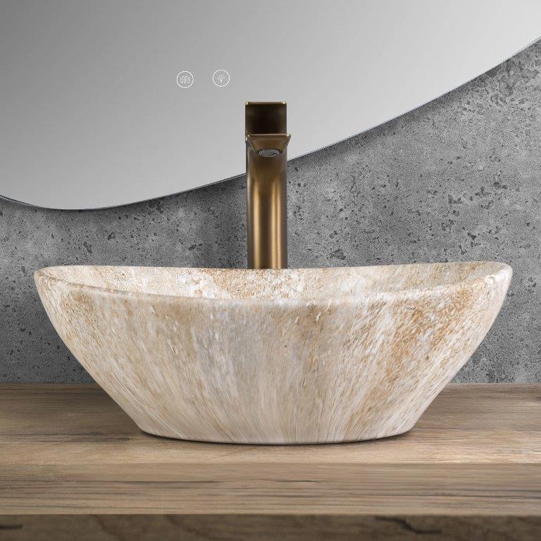 Νιπτήρας Πορσελάνης Rea Sofia Savana Matt 41 x 34.5 x 15 εκ. Μαρμάρινη Εμφάνιση